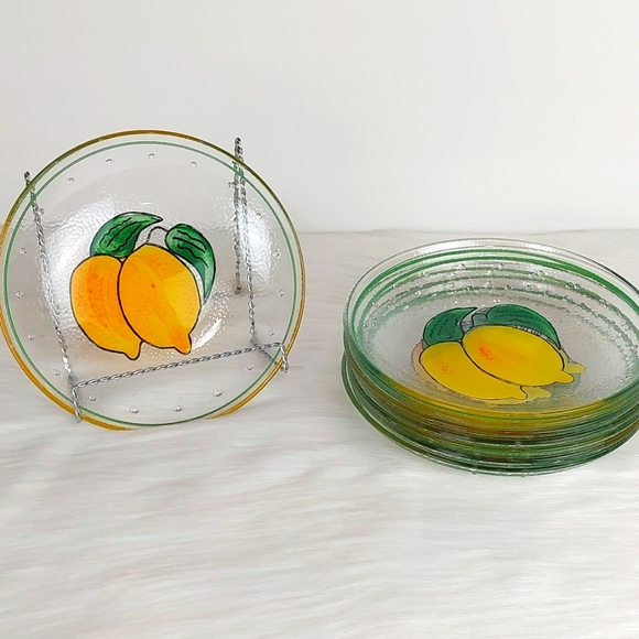 Dining Lemon Hand Painted Glass Plates Poshmark